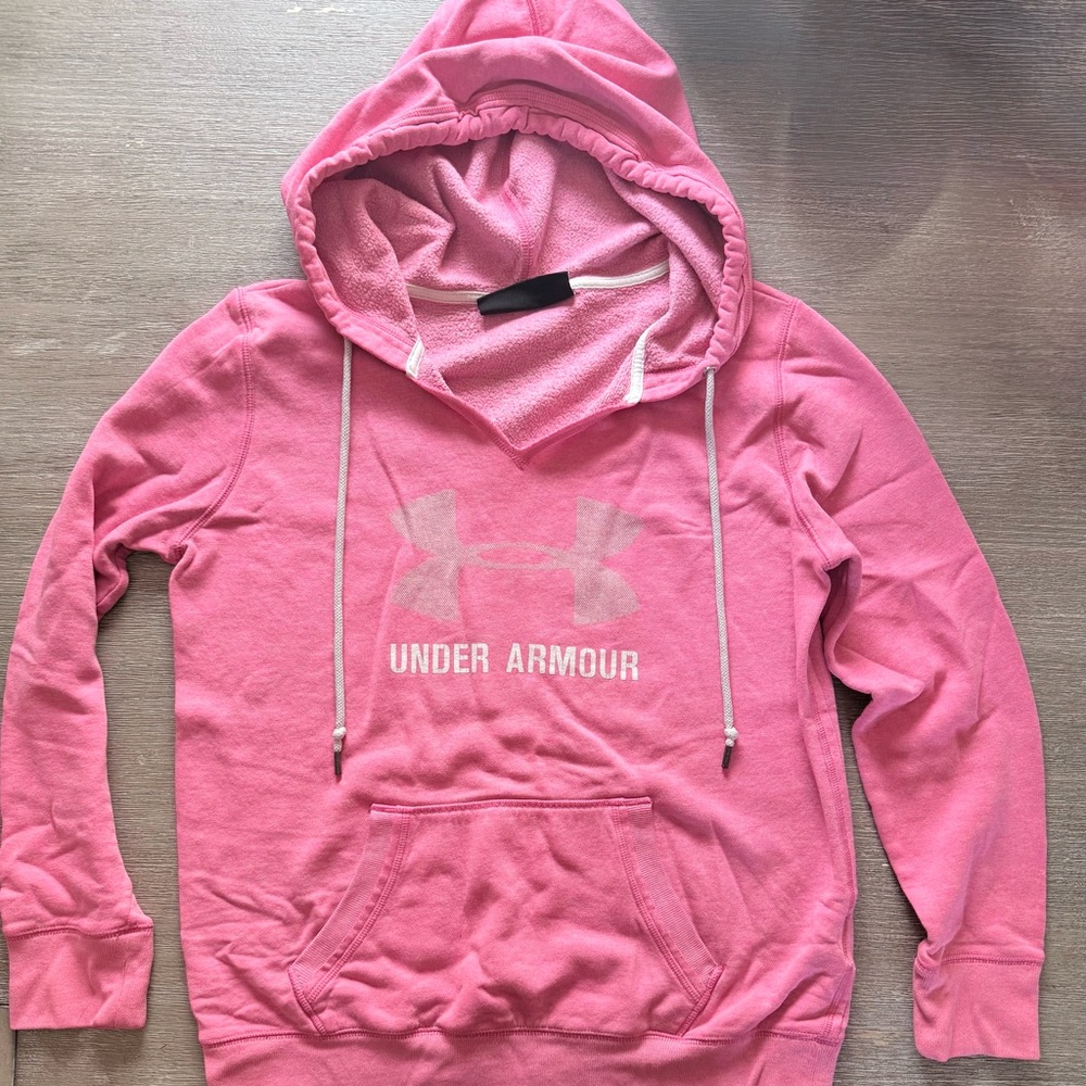 Under Armour Pink Pullover Hoodie with Drawstring